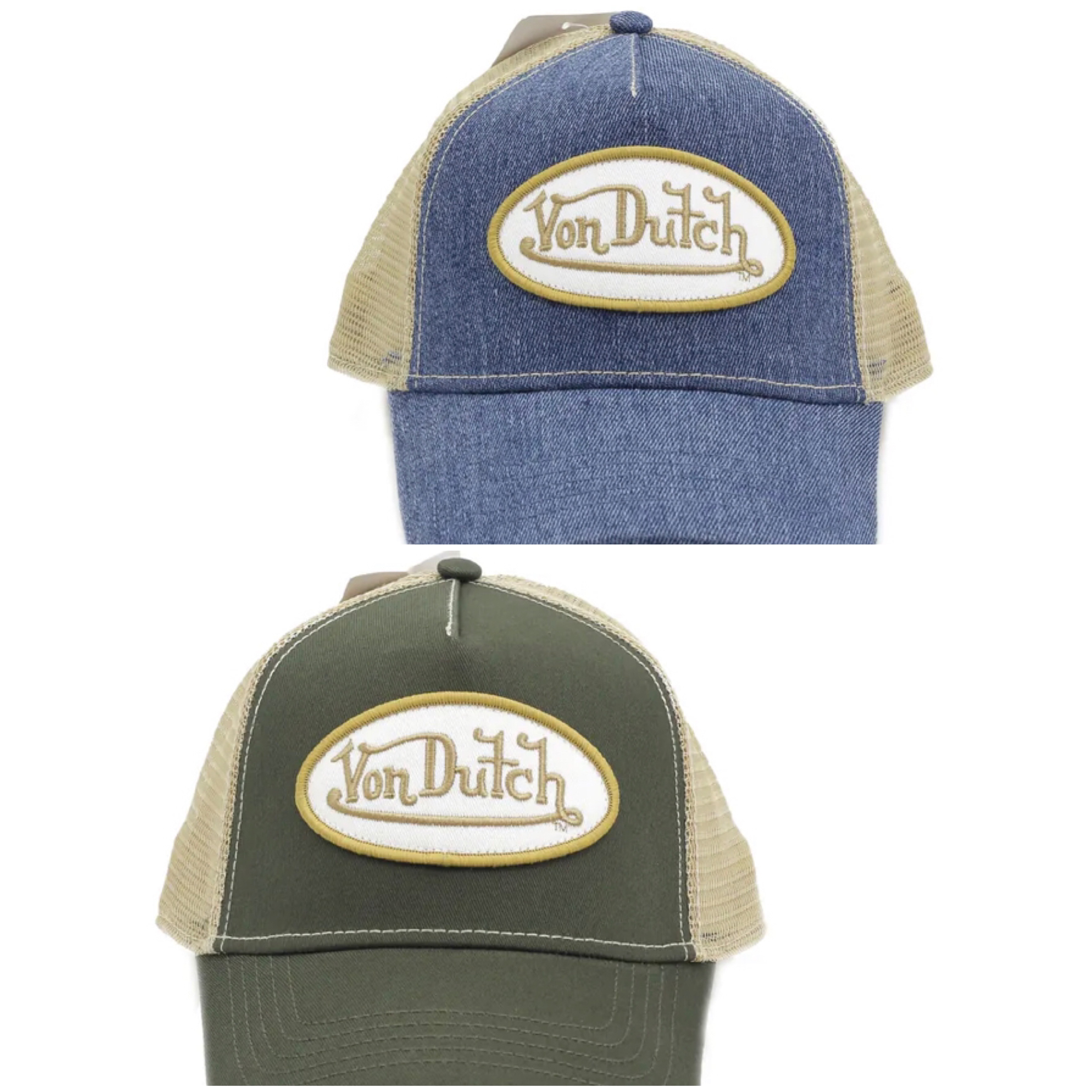 【Von Dutch】 Logo Blue Denim/Olive Green キャップ 帽子