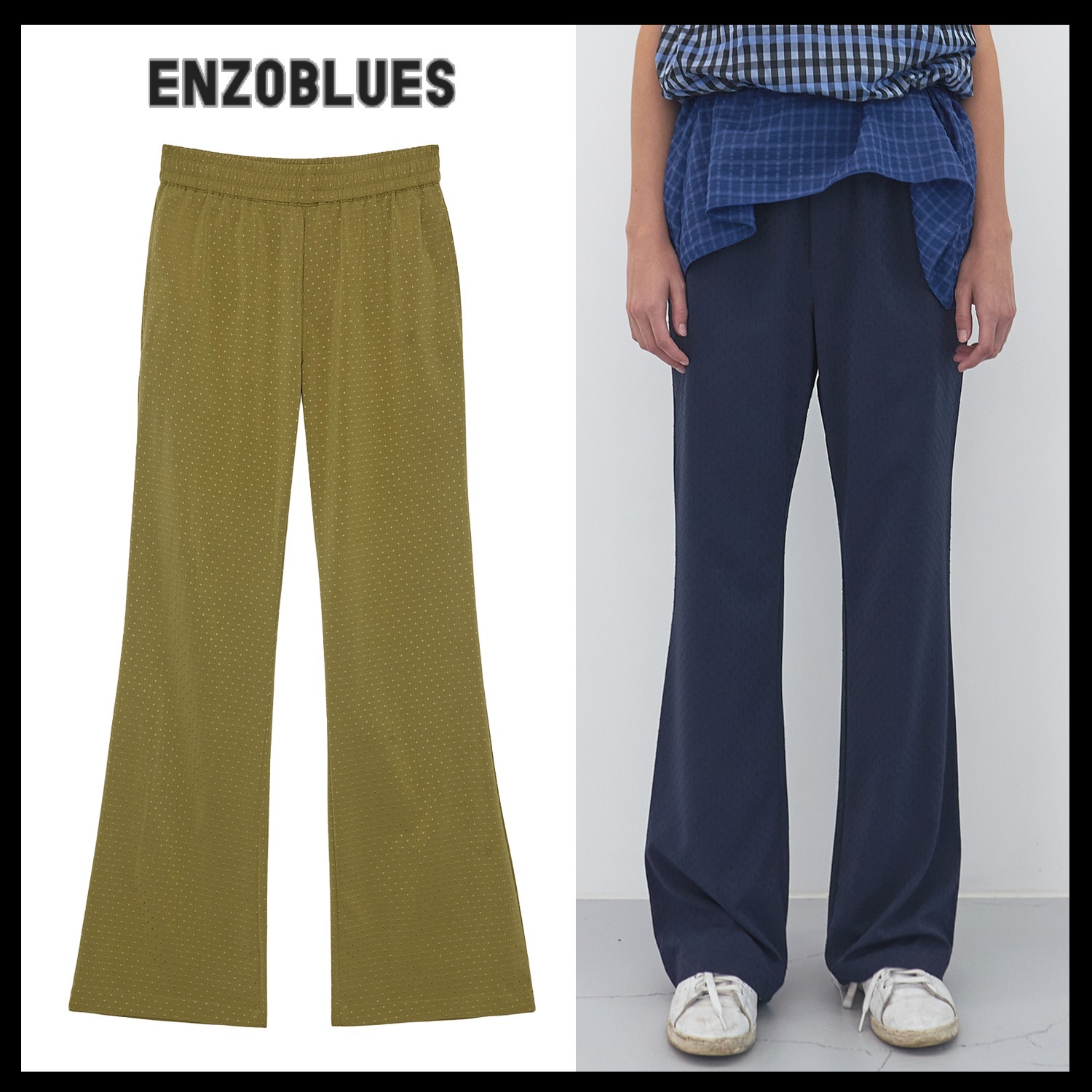 【ENZO BLUES】Pinch Dot Banding Bootcut Pants ★人気★追跡付