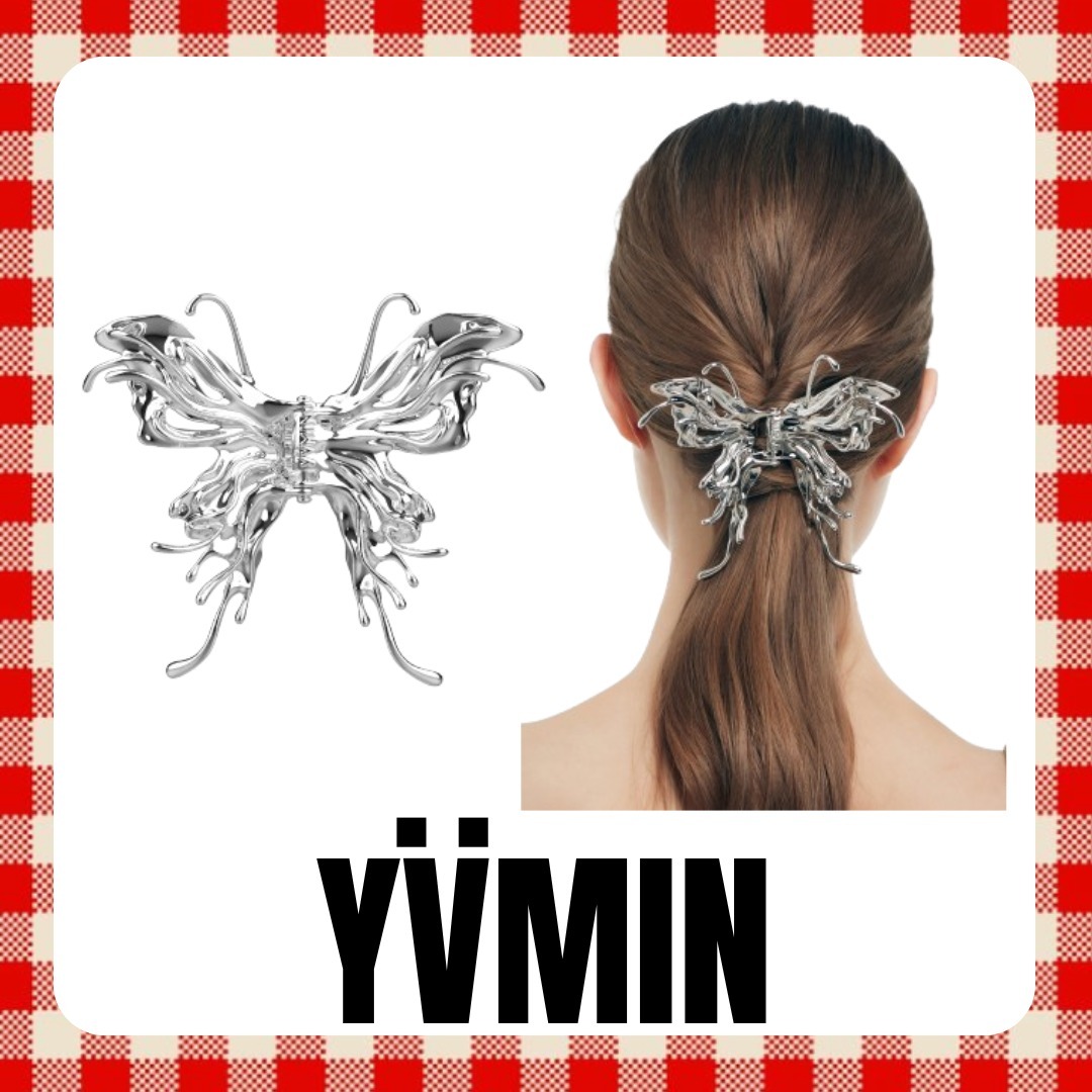 {送料.関税込} シルバー バタフライヘアクリップ