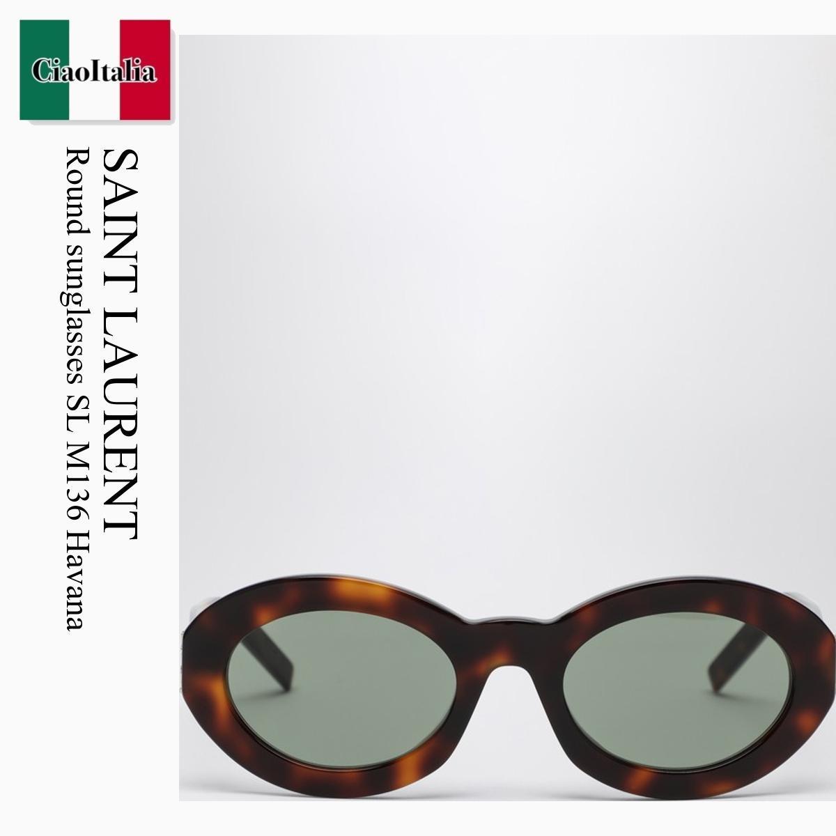 サングラス Saint Laurent Round Sunglasses Sl M136 Havana