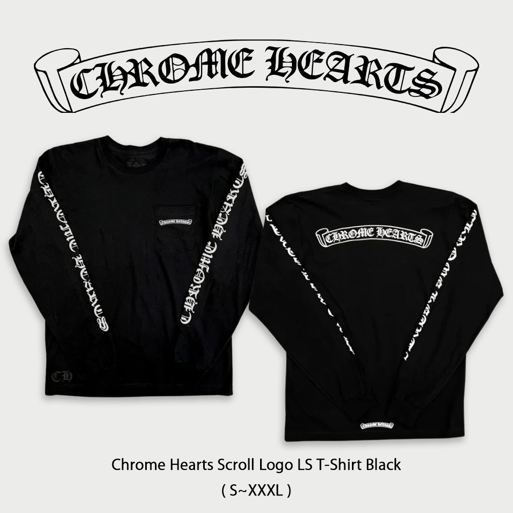 【Chrome Hearts】 Scroll Logo LS T-Shirt Black ★人気