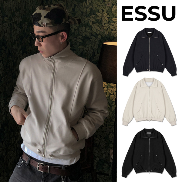 【ESSU】Crop Rivet Sweat Zip Up ★3color