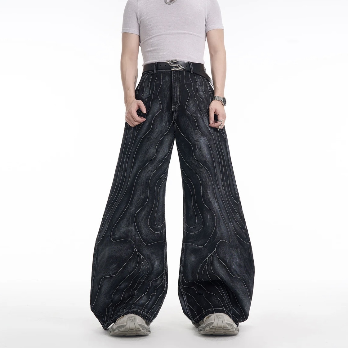 国内未入荷 STARTEXCEEDEND - Futuristic Wide-Leg Denim Pants