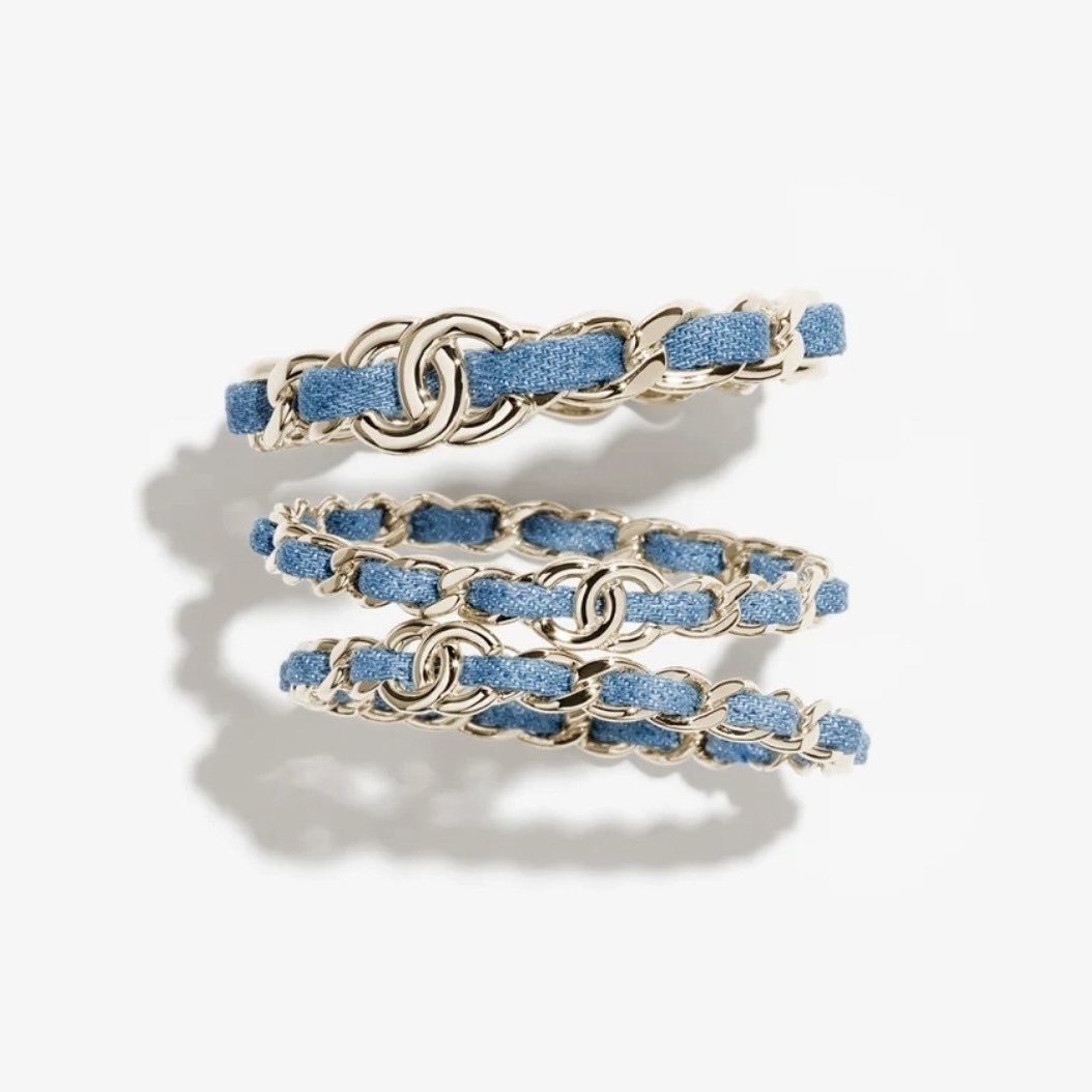 CHANEL(シャネル) チェーン×レザーバングル シルバー×ブラック