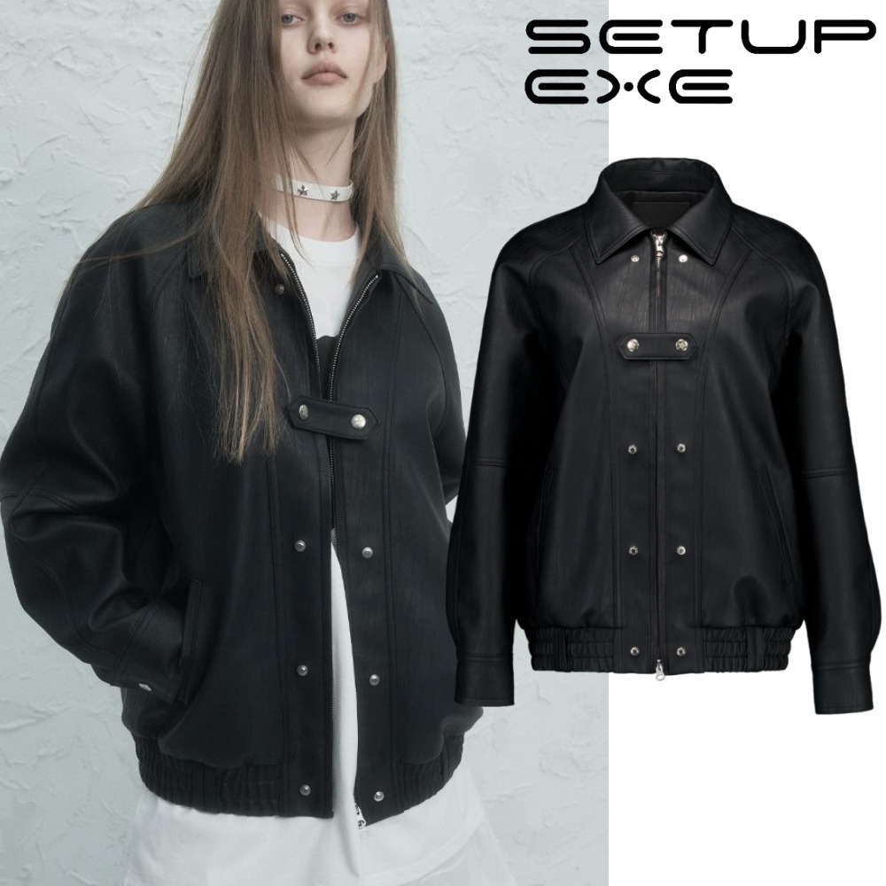 SETUP-EXE★韓国★人気★STUDDED BOMBER JACKET / BLACK