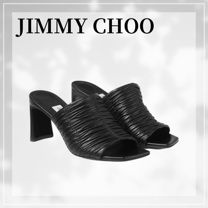 JIMMY CHOO☆ ルア ミュール 75 ブラック レザー サンダル
