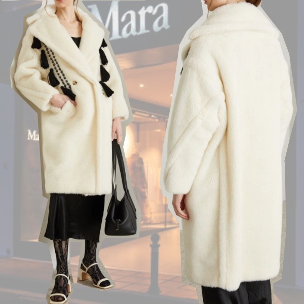 DT MaxMara ★ テディ風ウール コート DEMETRA ホワイト