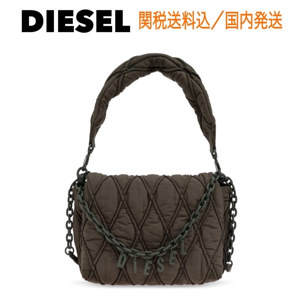 関税送料込【 DIESEL 】チャーム D M ショルダバッグ カーキ
