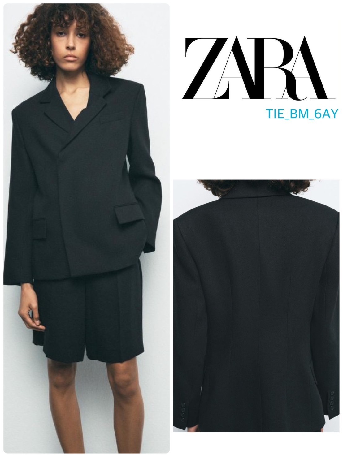 スペイン ZARA リネンブレンドブレストブレザー ZW コレクション