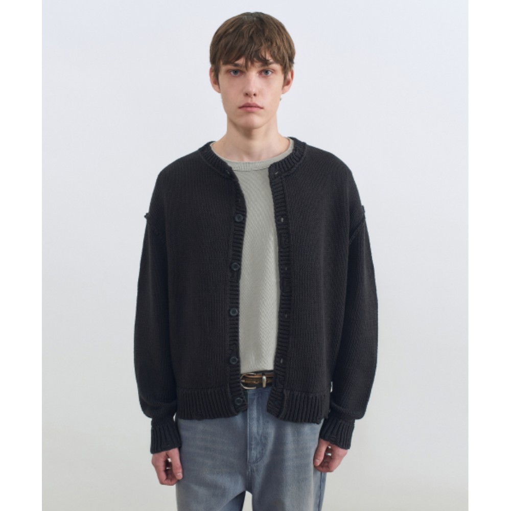 ★IN SILENCE★ Distressed button cardigan BLACK IM2E2KT01BK