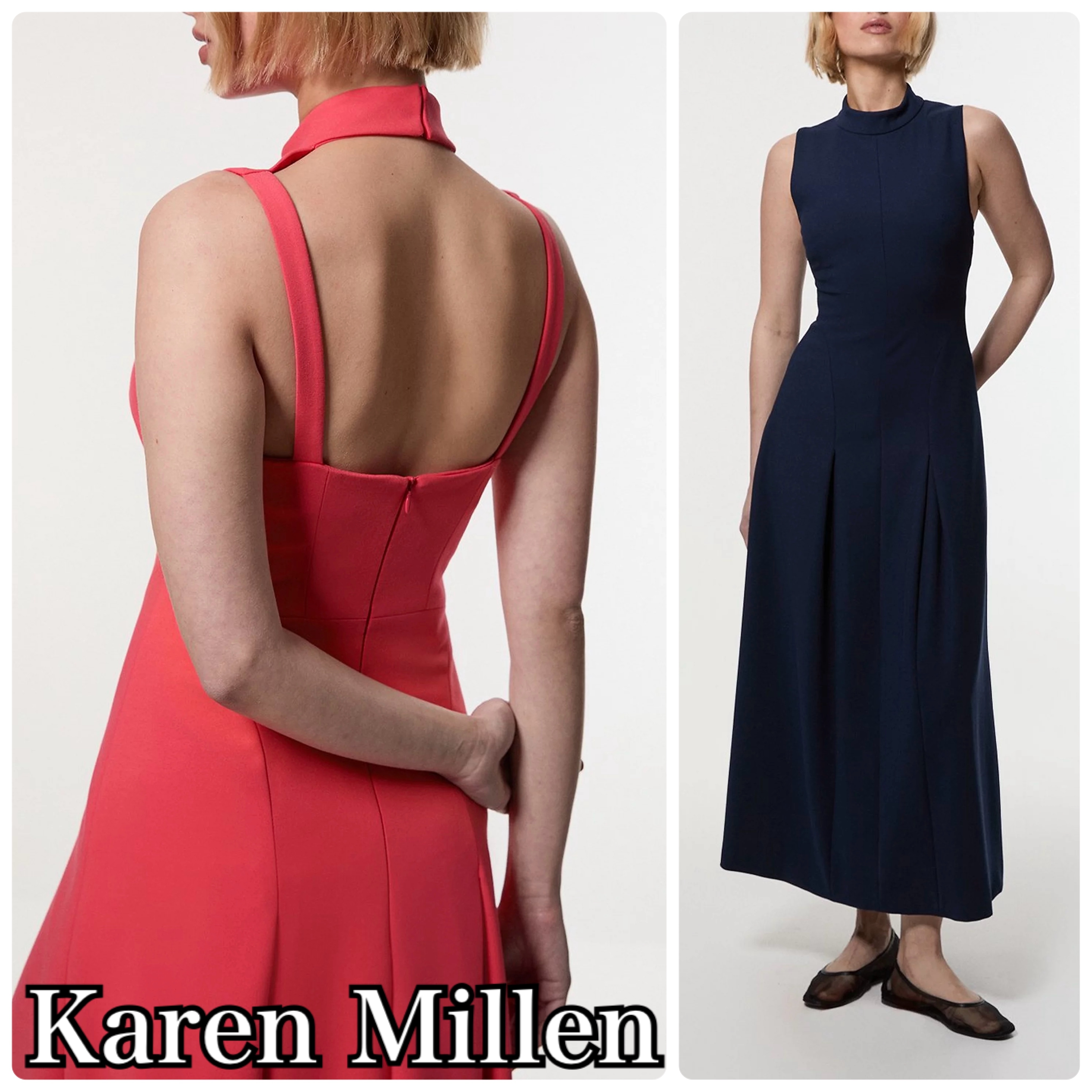【Karen Millen】ハイネック テーラード マキシ ワンピース