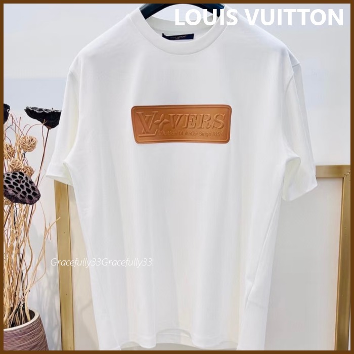 LOUIS VUITTON 革パッチ付きクルーネック Tシャツ