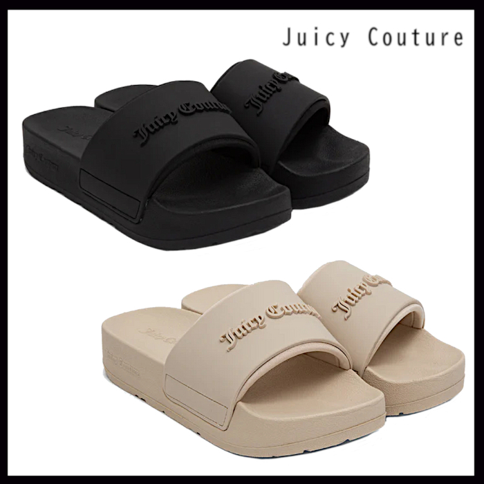 【JUICY COUTURE】エンボス ロゴ 厚底 サンダル 美脚 サンド/黒