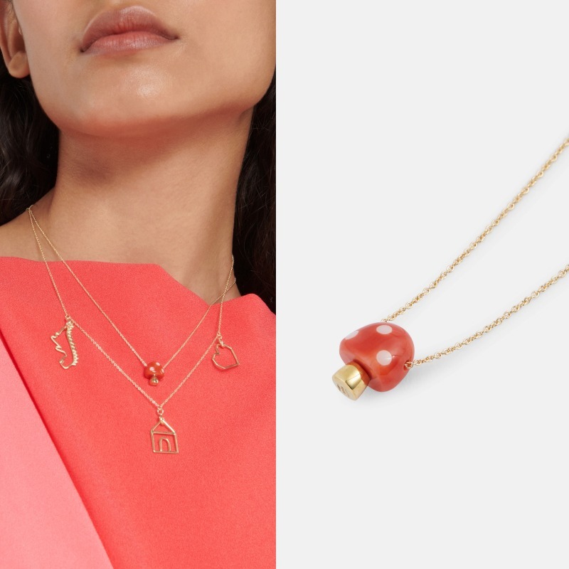 Aliita L'Amanita ネックレス サンゴ キノコ 赤