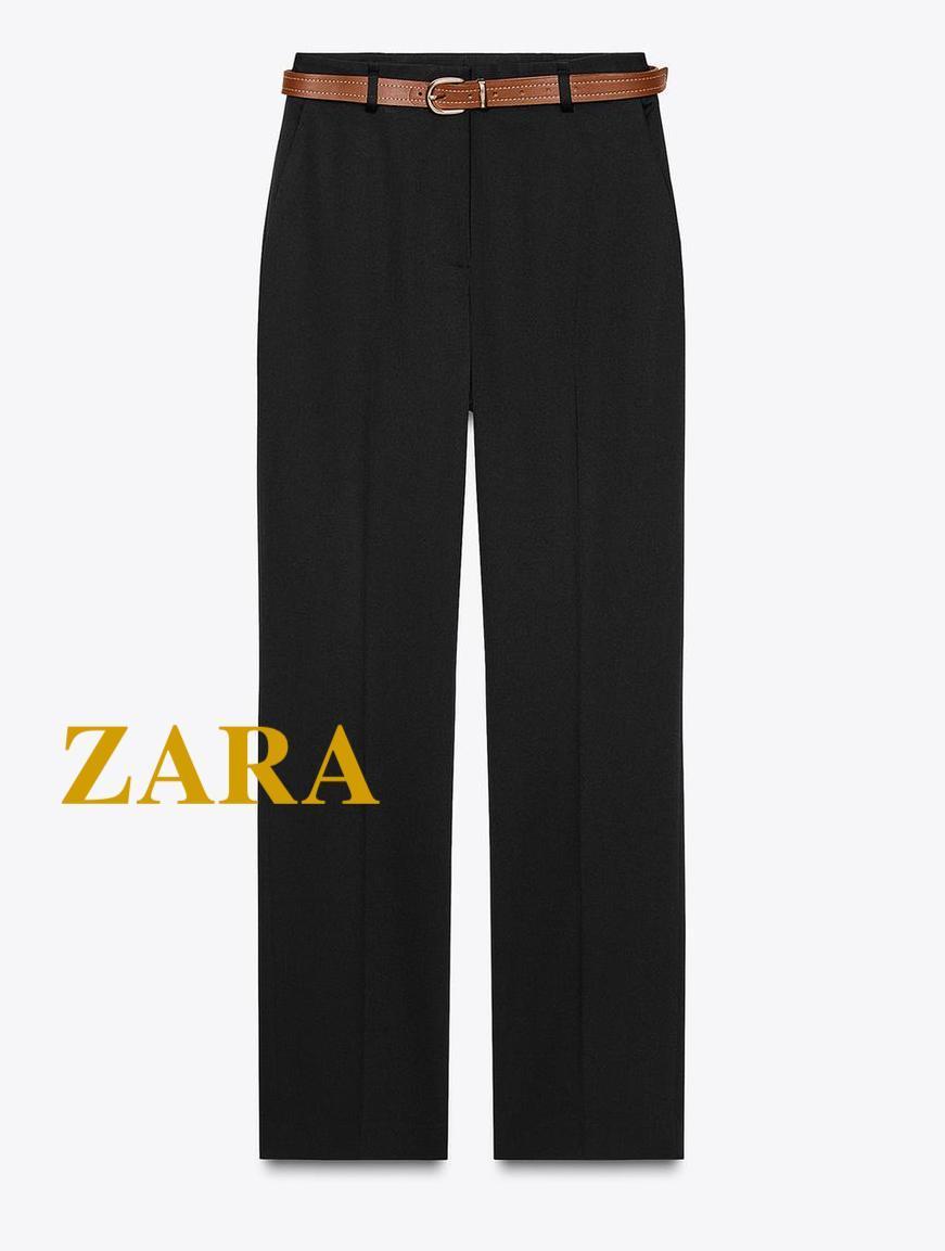 ☆ドイツ発*ZARA*新作*ベルトストレートフィットパンツ/BL☆