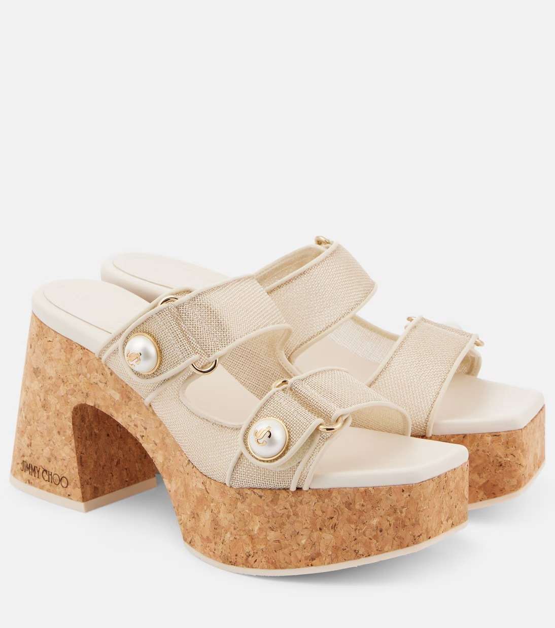 Fayence 95 プラットフォーム ミュール Jimmy Choo Fayence 95mm プラットフォーム サンダル | ホワイト