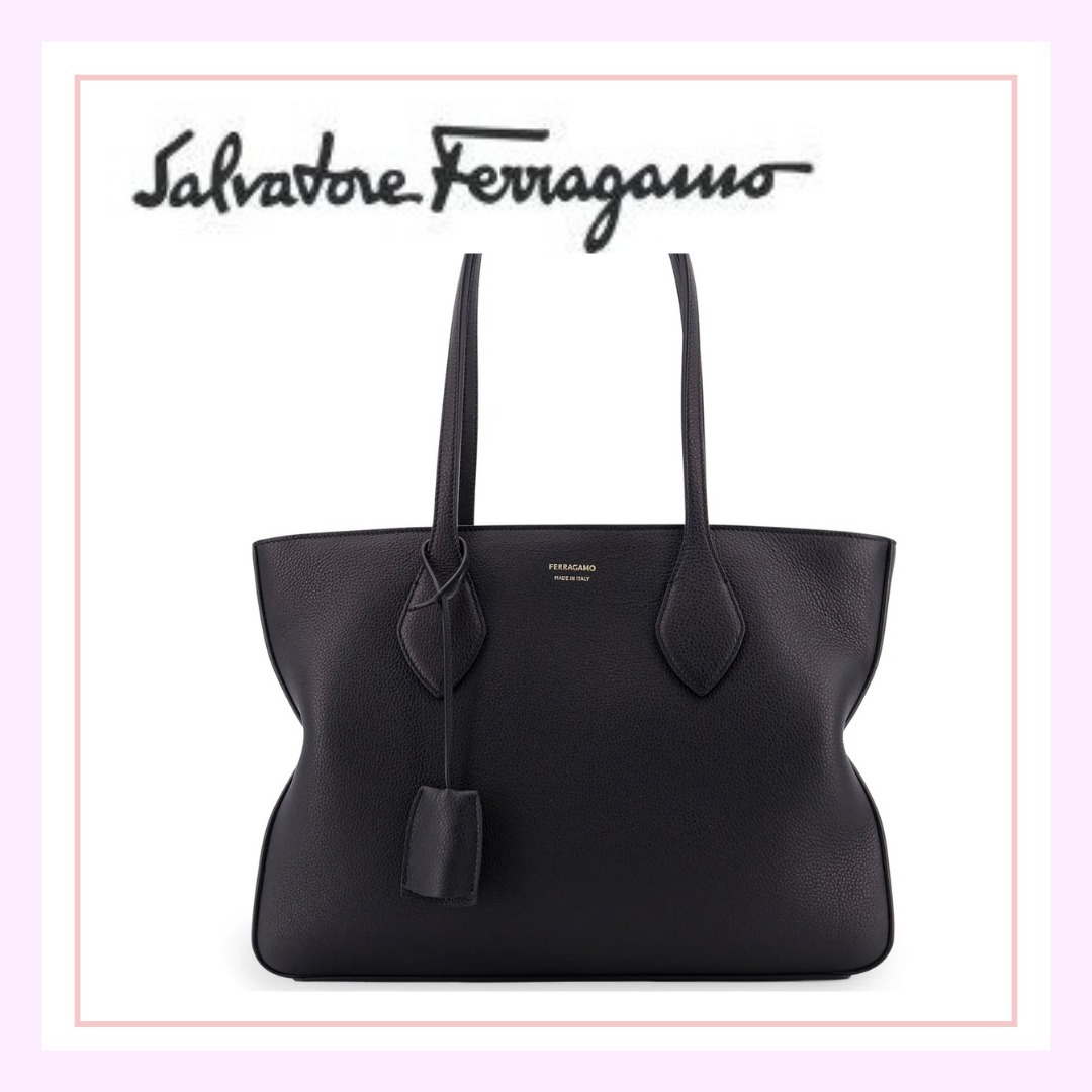 関税/送料込【FERRAGAMO】ロゴ スタンプ トートバッグ