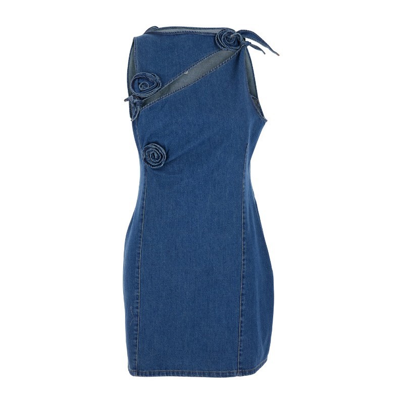 ワンピース Coperni DENIM ASYMMETRIC FLOWER MINI DRESS