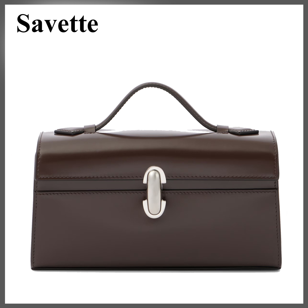 Savette シンメトリーポシェットレザートートバッグ コーヒー