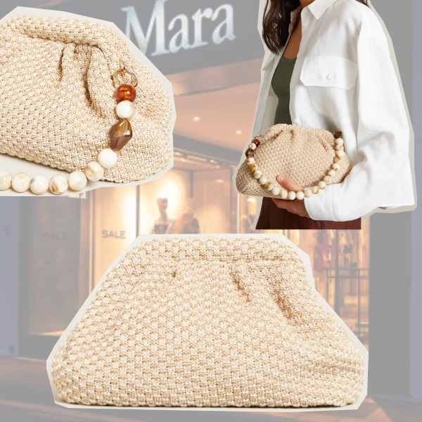 DT MaxMara ★ ラフィア製 クラッチバッグ BOUQUET ベージュ