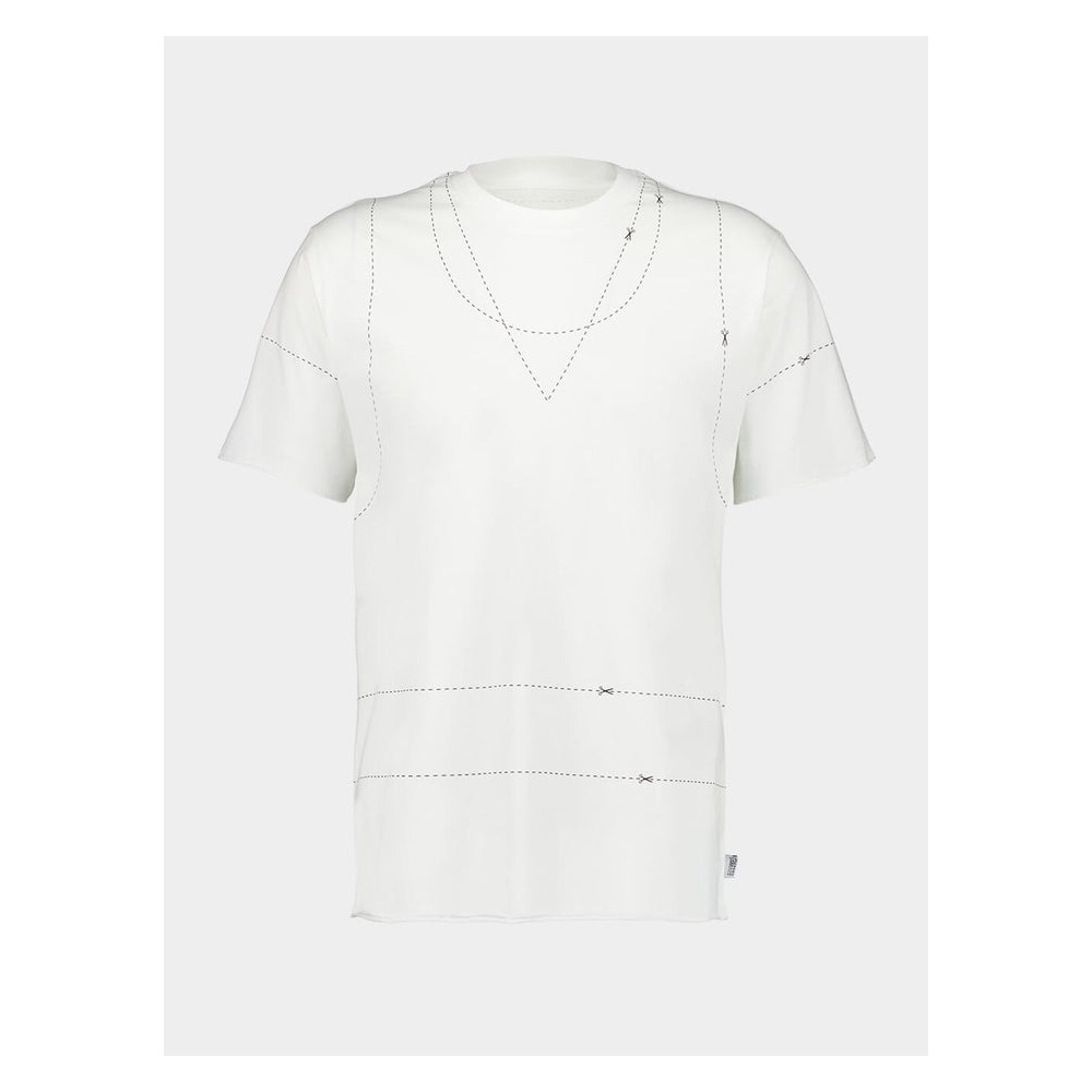 エムエムシックス シームラインプリントTシャツ ホワイト
