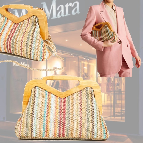 DT MaxMara ★ ラフィア風 クラッチバッグ ADORNO ベージュ