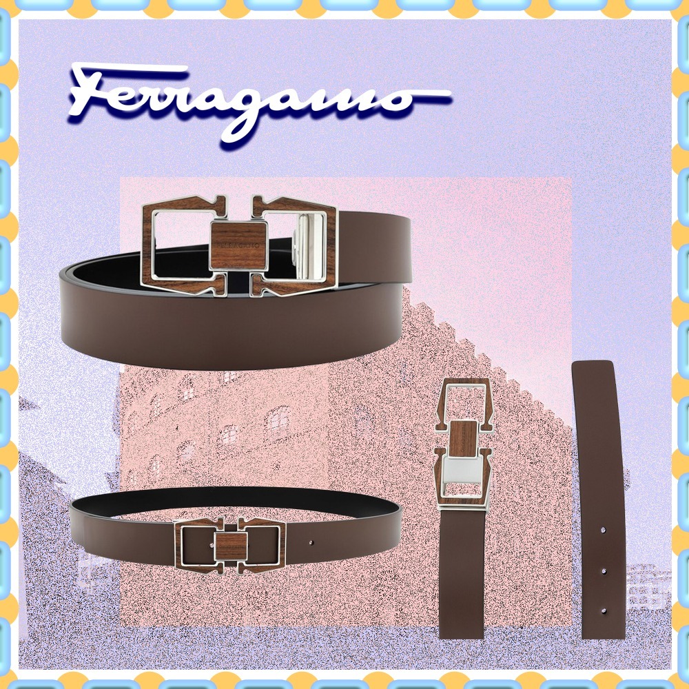 【Ferragamo】Reversible Gancini レザーベルト／ 670252 771039