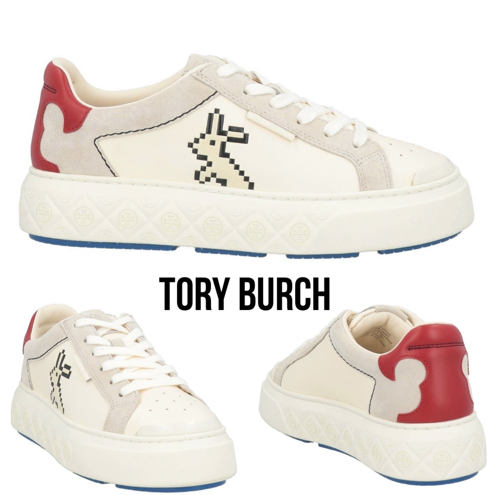 送料関税込み☆ TORY BURCH ロゴ レザー スニーカー