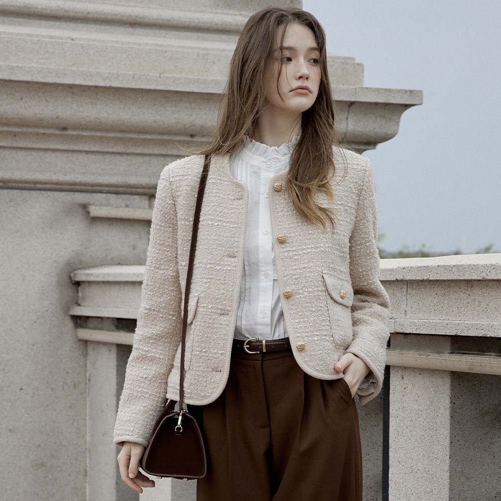 ジャケット LENINA LEENA woolen tweed jacket_BEIGE