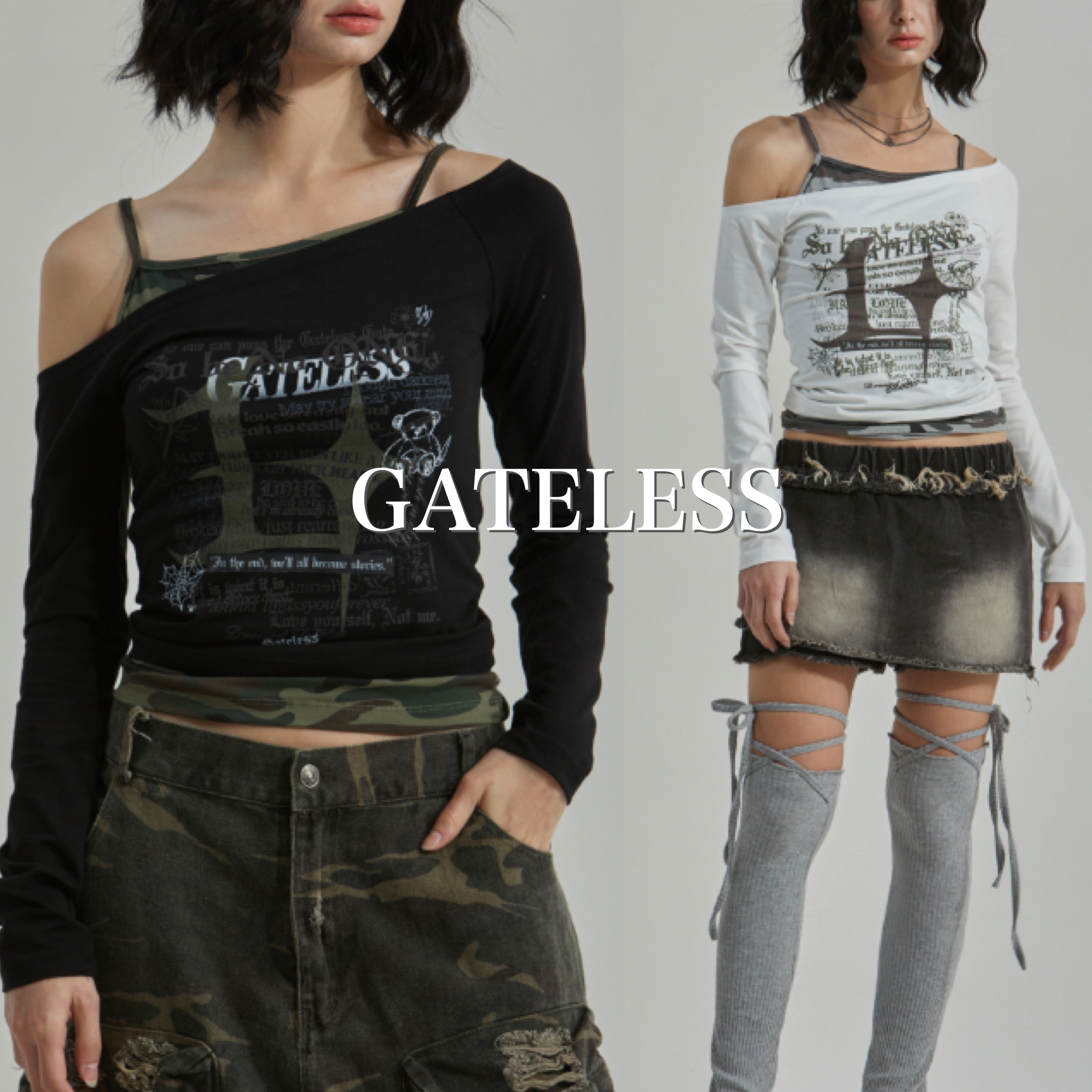 【GATELESS】CAMO LAYERED T
