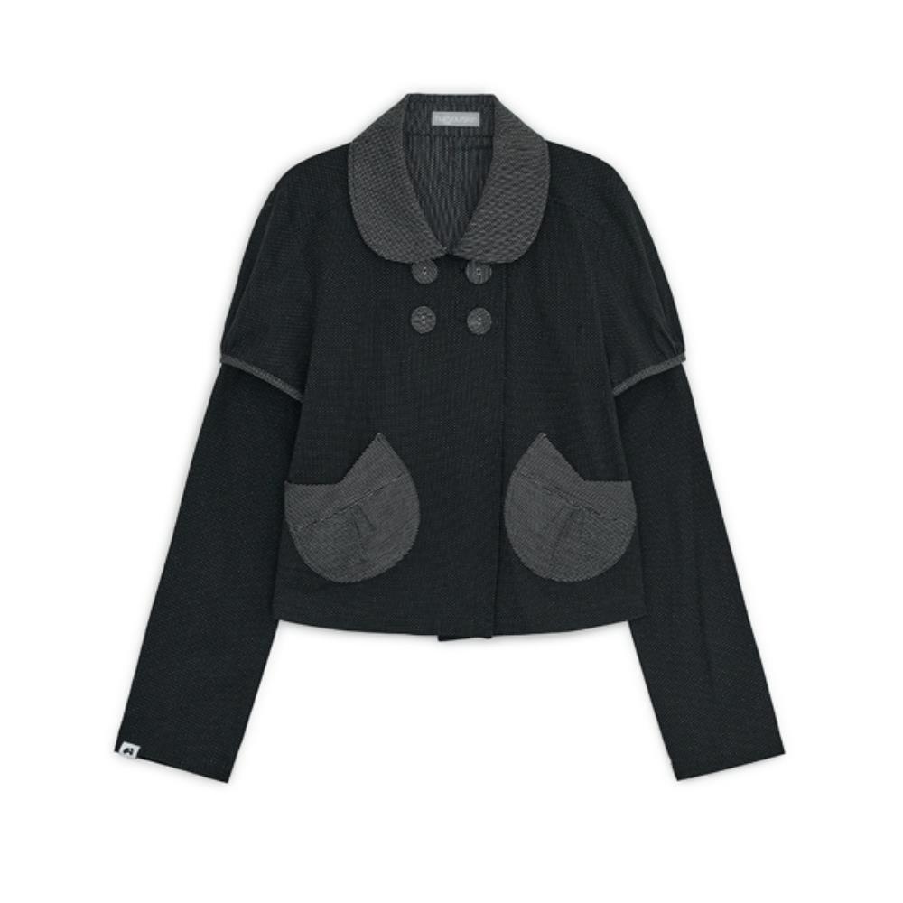 ◇hug your skin◇ Detachable Round Jacket Black