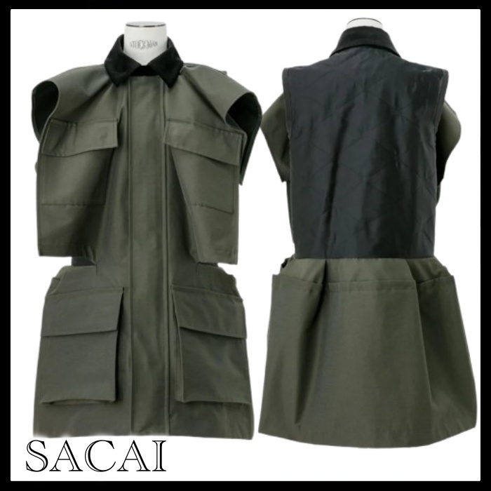 sacai 国内買付 Grosgrain x Quilted Satin Dress