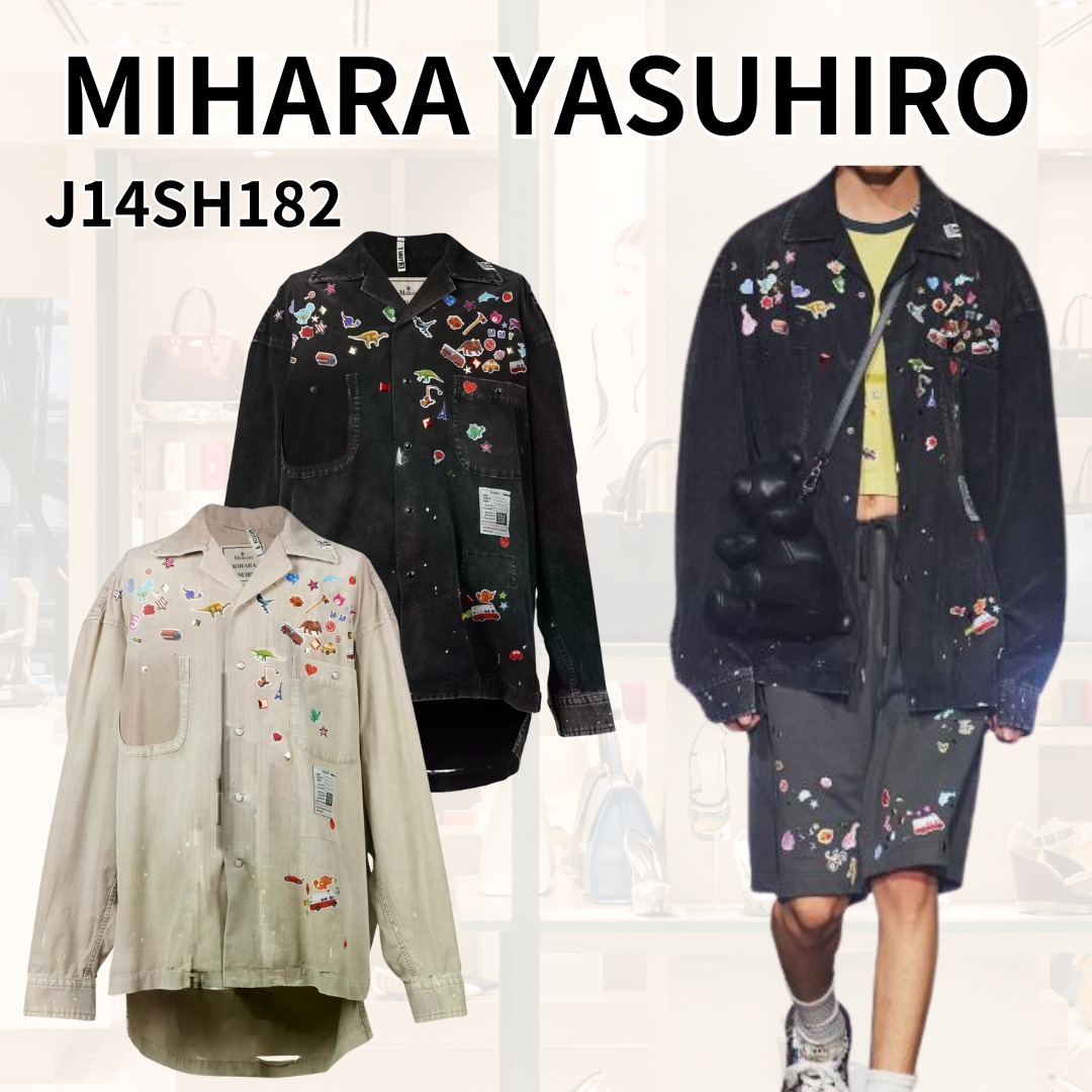 【MIHARA YASUHIRO】Sticker Printed Corduroy Shirt ２色