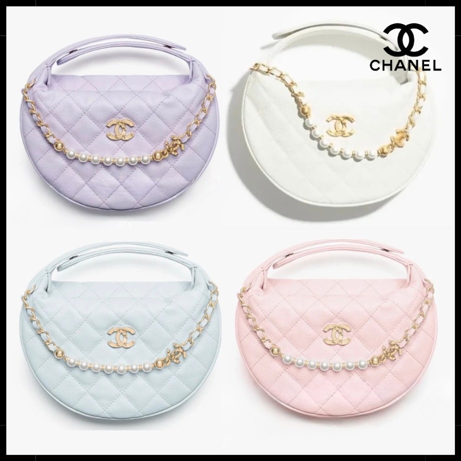 【春カラーが可愛い♪】CHANEL ラウンド ハンドバッグ パール