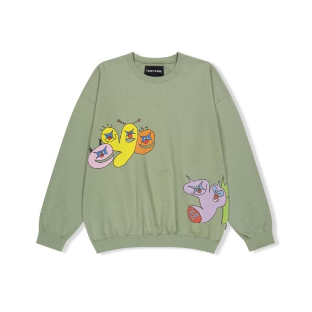 ☆YESEYESEE☆ Tulrexx Wording Sweatshirt Sage Green