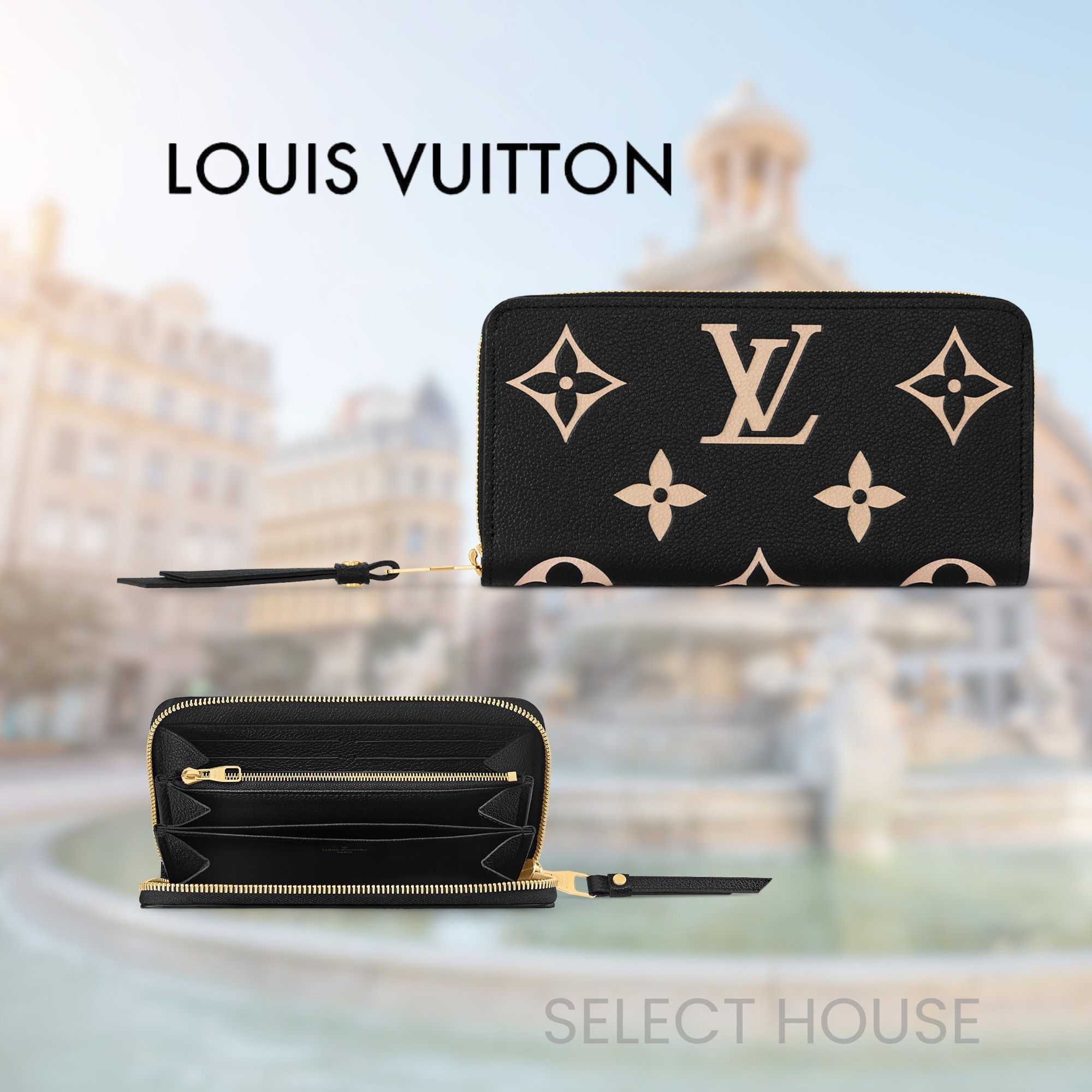 LOUIS VUITTON ジッピー ウォレット ブラック ベージュ