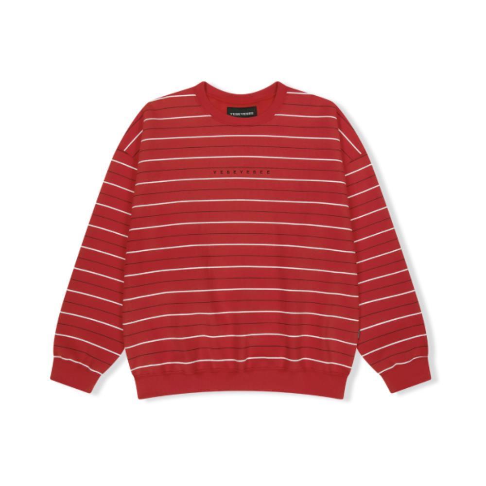 ☆YESEYESEE☆ YES Thin Stripe Sweatshirt Red