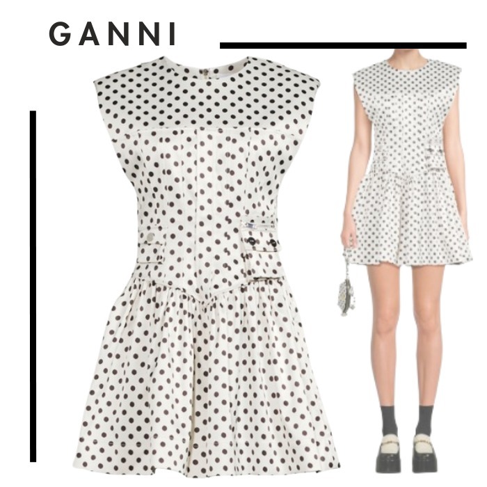 GANNI ガニー●ポルカドット サテンコルセット風 ミニドレス