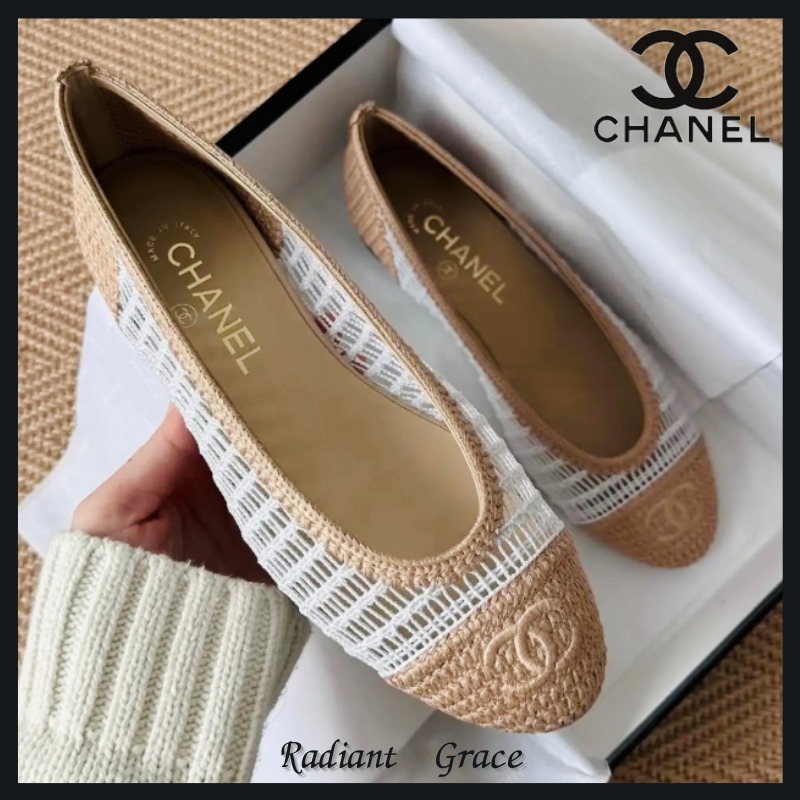 《洗練されたディテール★》CHANEL 編み バレリーナ ホワイト