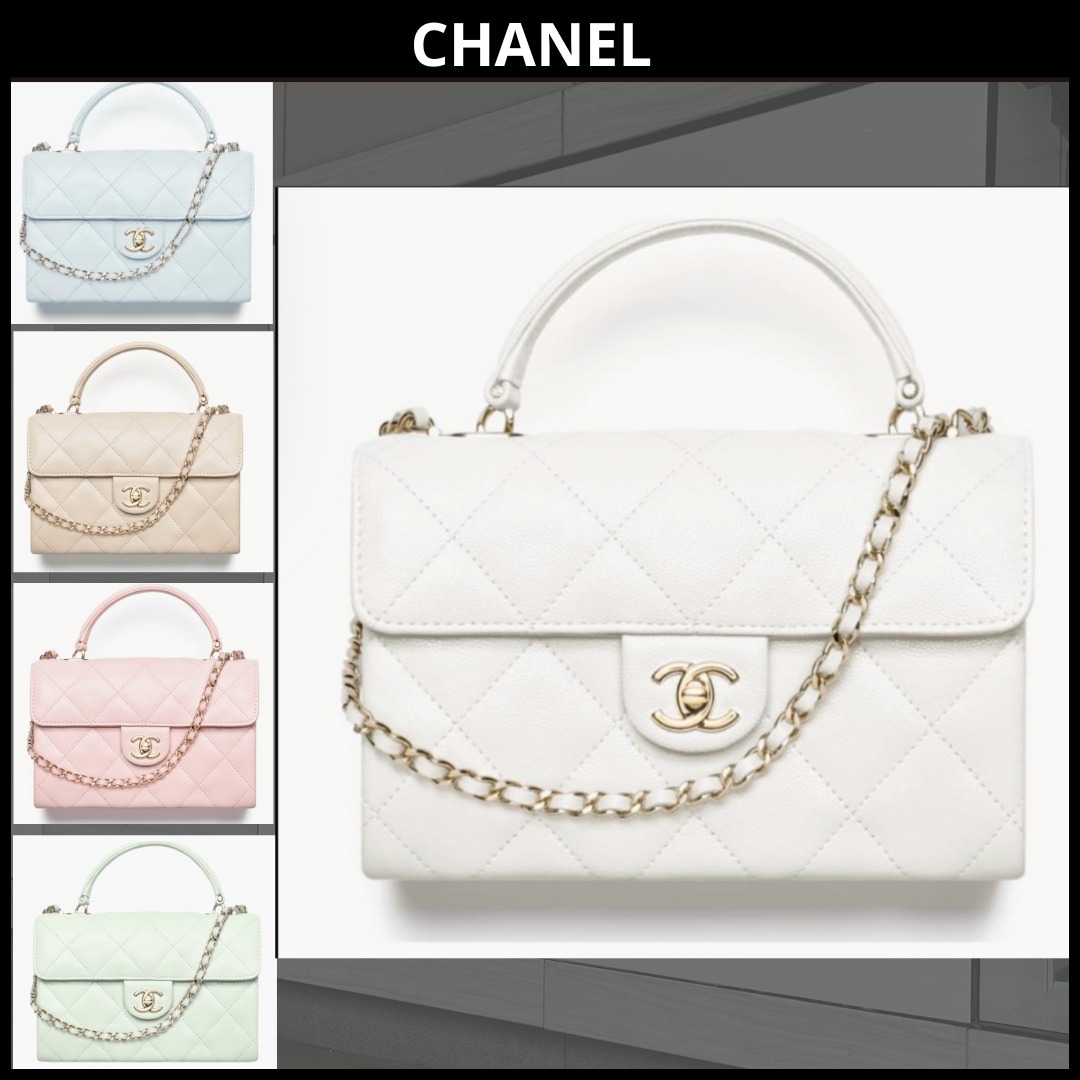 【パステル×パールで乙女可愛い★4色】シャネル ハンドバッグ 大人気ピンクカラー♪CHANEL トップハンドル ミニフラップバッグ