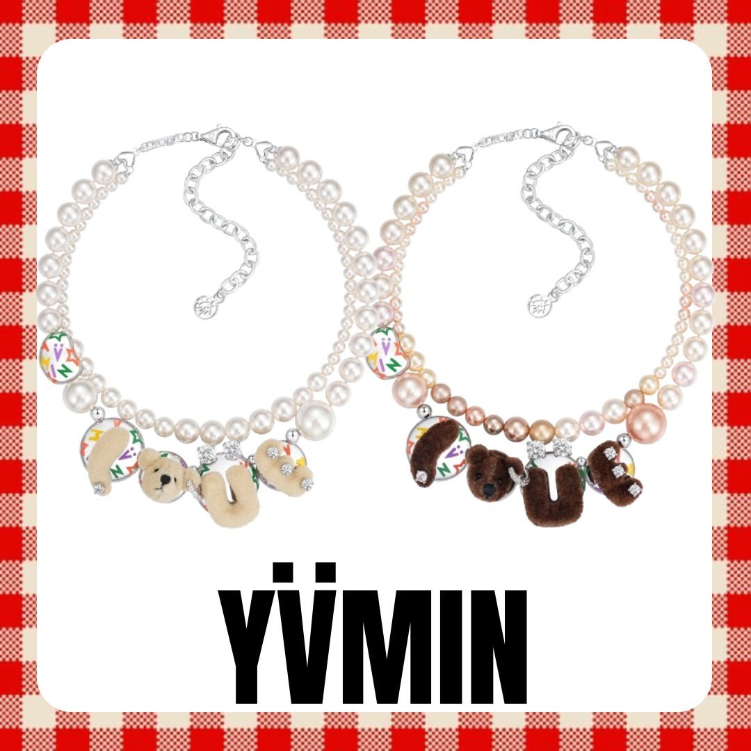 {送料.関税込} LOVEベアパールダブルレイヤーネックレス