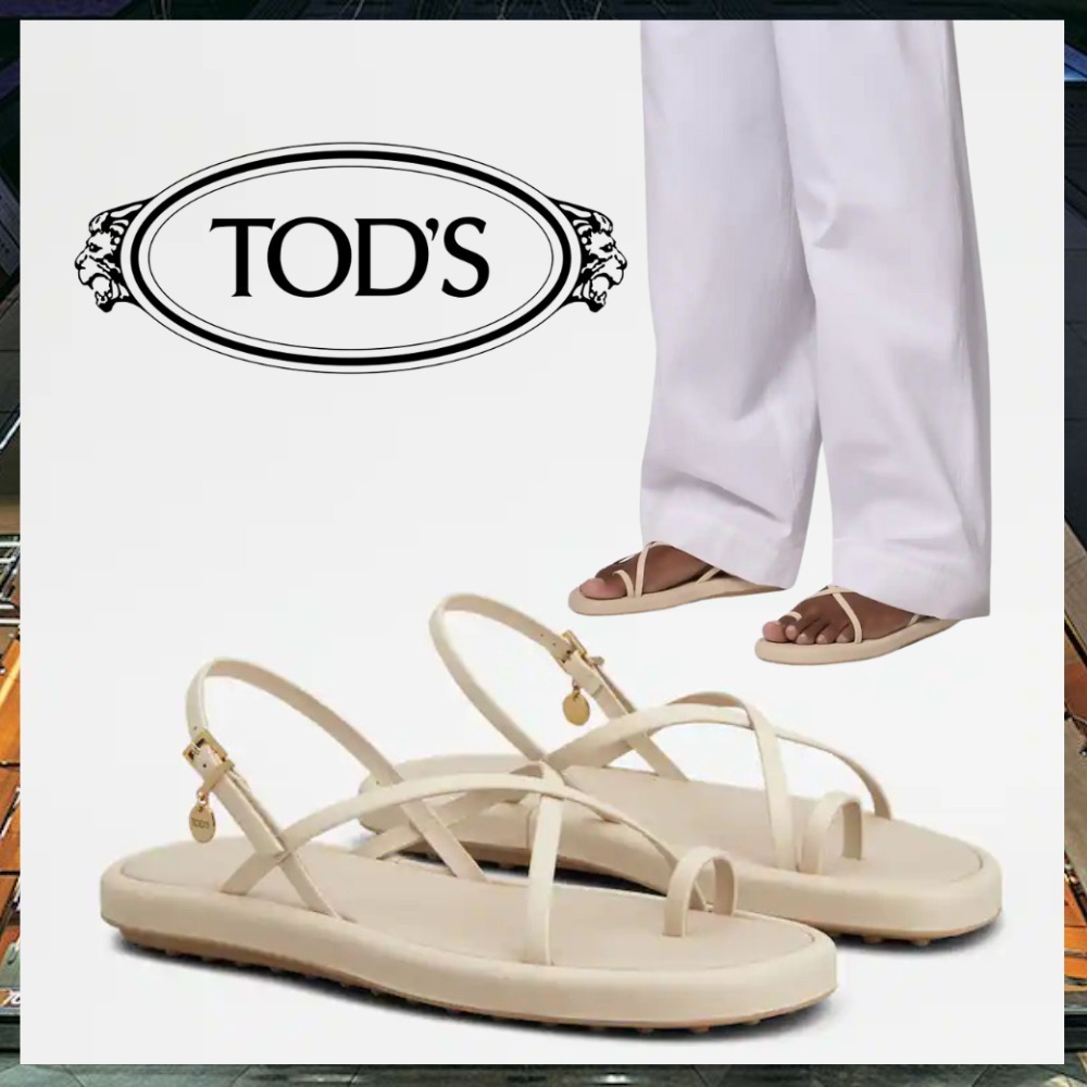 【使い勝手抜群♪足元に爽やかさを演出】TOD'S レザーサンダル
