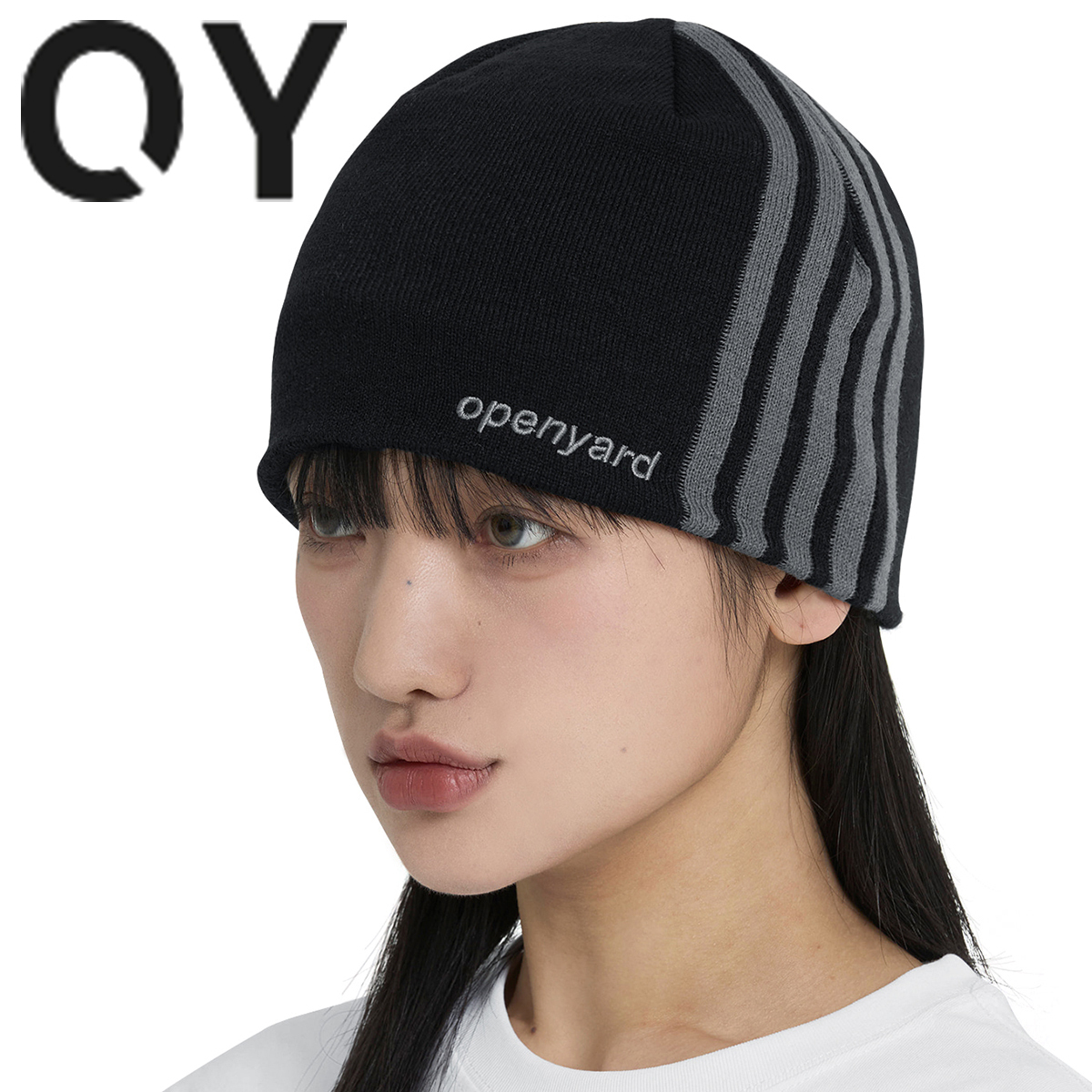 ★OY★LINED LOGO BEANIE - BLACK★正規品/韓国直送料込/人気