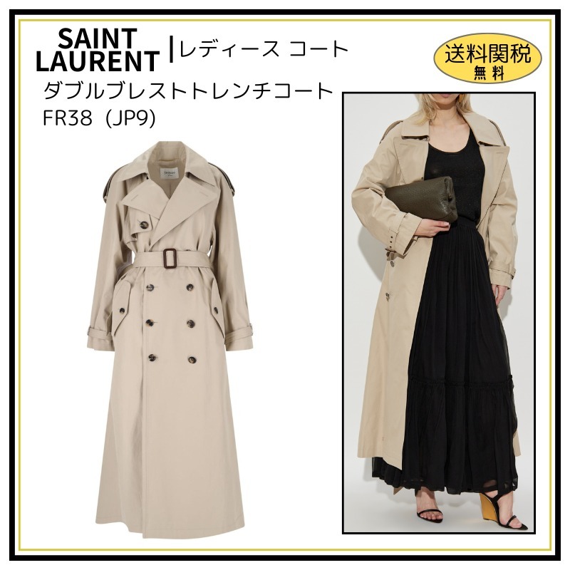 【Saint Laurent】レディース ダブルブレストトレンチコート