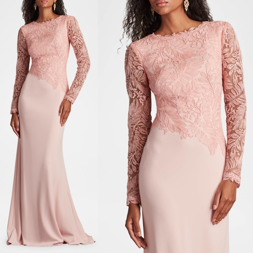 TADASHI SHOJI タダシ ショウジ レース＆クレープ ガウン ドレス