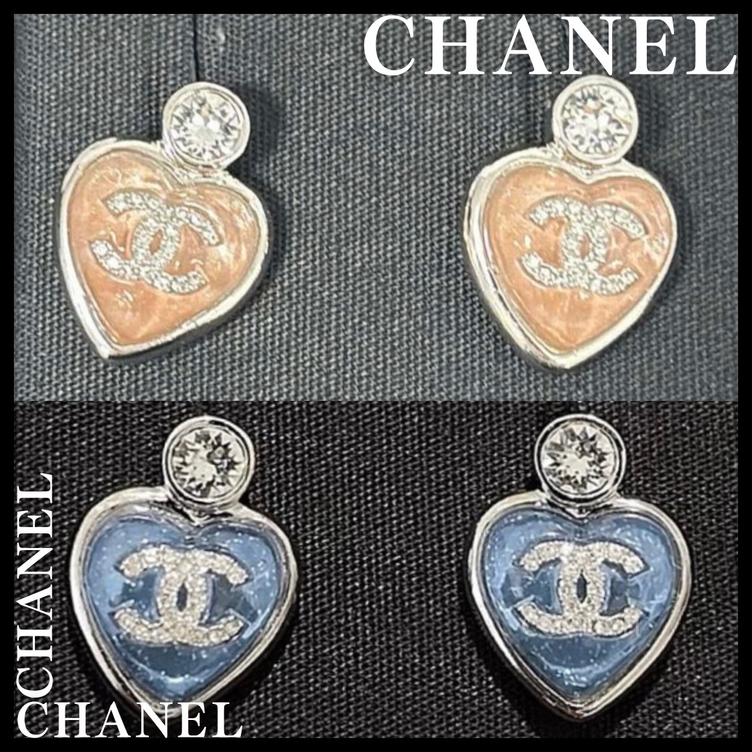 25P【キラキラハートが魅力的】◆CHANEL◆ピアス ギフト 可愛い