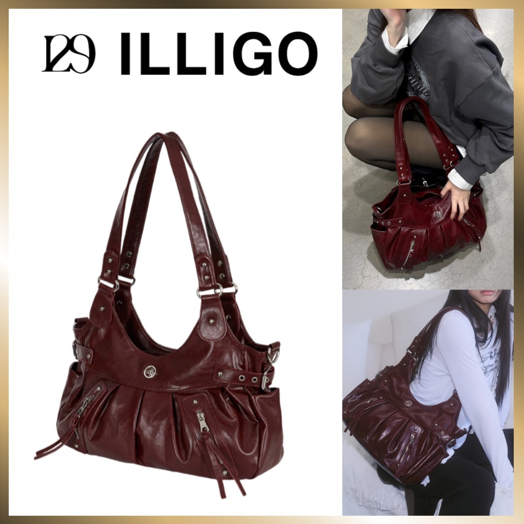 ◇ILLIGO◇ Ember Buckle Shoulder Bag Burgundy