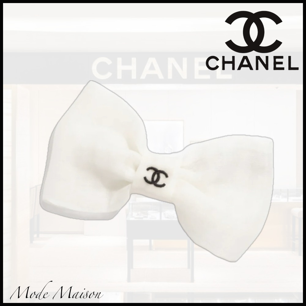 【上品な白色♪】CHANEL リボンバレッタ