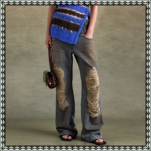 ★ANDERSSON BELL★ Unisex Vintage Spray Double Waist Jeans a