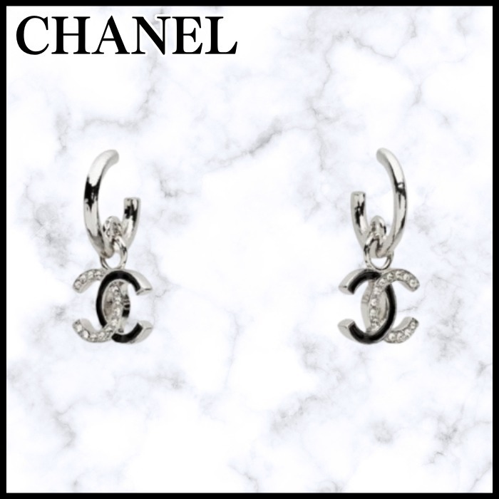 25S◆揺れるツートンカラーがかわいい◆CHANEL ピアス CCマーク